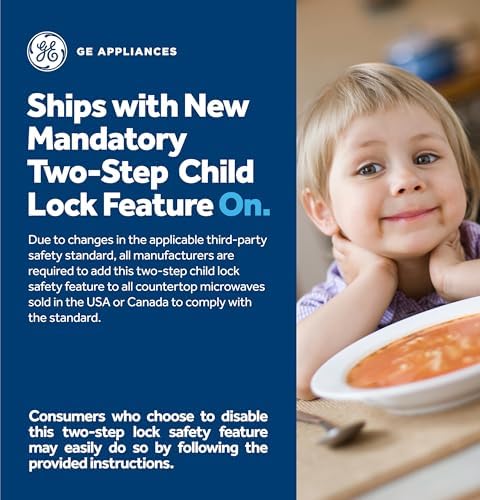 GE GCST14S1WWW Microwave Oven,1,100-watt 7 Auto Cooking Settings, Child-Lock Technology, Kitchen Essentials for The Countertop, Dorm Room or Apartment, 1.4 Cu. Ft, White - Image 3