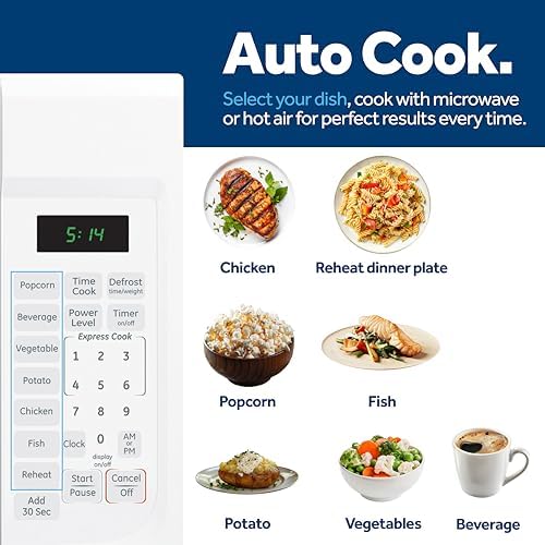 GE GCST14S1WWW Microwave Oven,1,100-watt 7 Auto Cooking Settings, Child-Lock Technology, Kitchen Essentials for The Countertop, Dorm Room or Apartment, 1.4 Cu. Ft, White - Image 7