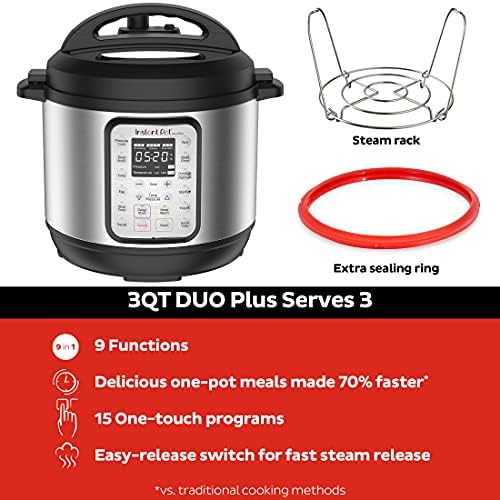 Instant Pot Duo Plus 9-in-1 Electric Pressure Cooker, Slow Cooker, Rice Cooker, Steamer, Sauté, Yogurt Maker, Warmer & Sterilizer, Includes App With Over 800 Recipes, Stainless Steel, 3 Quart - Image 3