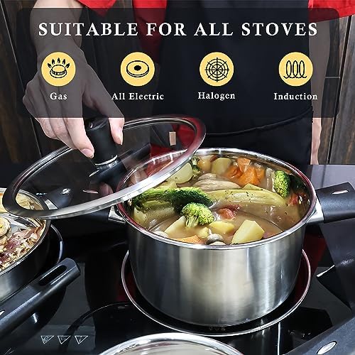 Meythway πππππππ Stainless Steel Pots and Pans Set Non Toxic, 6PCs Kitchen Cookware Sets with Stay-Cool Handles, Non-Stick, Dishwasher Safe&Compatible with All Stovetops(Gas,Electric&Induction) - Image 6